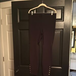 White House Black Market Black Leggings with Gold Accents